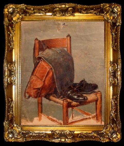 framed  Georg Andreas Hoffmann Jahitasku ja kingad toolil, ta009-2
